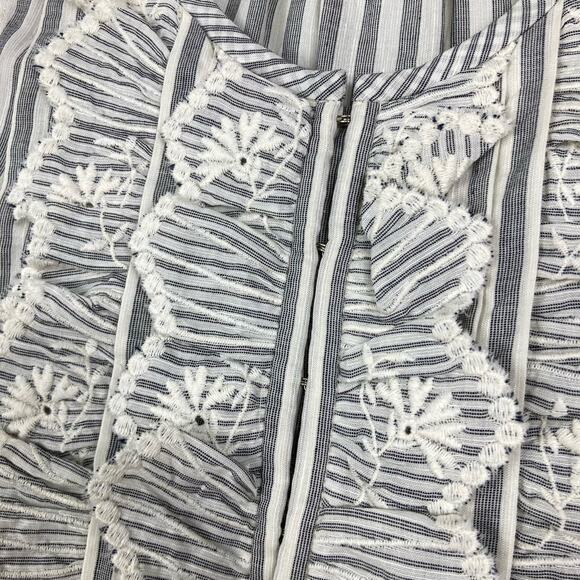 NWOT REBECCA TAYLOR Top 2 Striped Ruffle Eyelet Bib Sleeveless - Picture 7 of 7